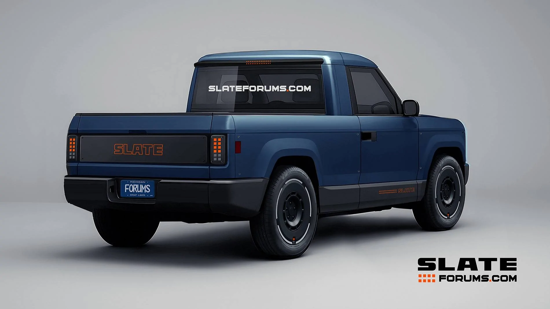 Slate Auto Pickup Truck Our Slate Pickup Truck Previews in Various Colors 2026 2027 Slate Pickup Truck SlateForums_Slate_Rear Mystic Blu