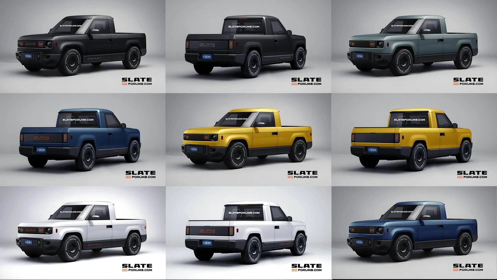 Slate Auto Pickup Truck Our Slate Pickup Truck Previews in Various Colors slateforums_slate_pickup_collag