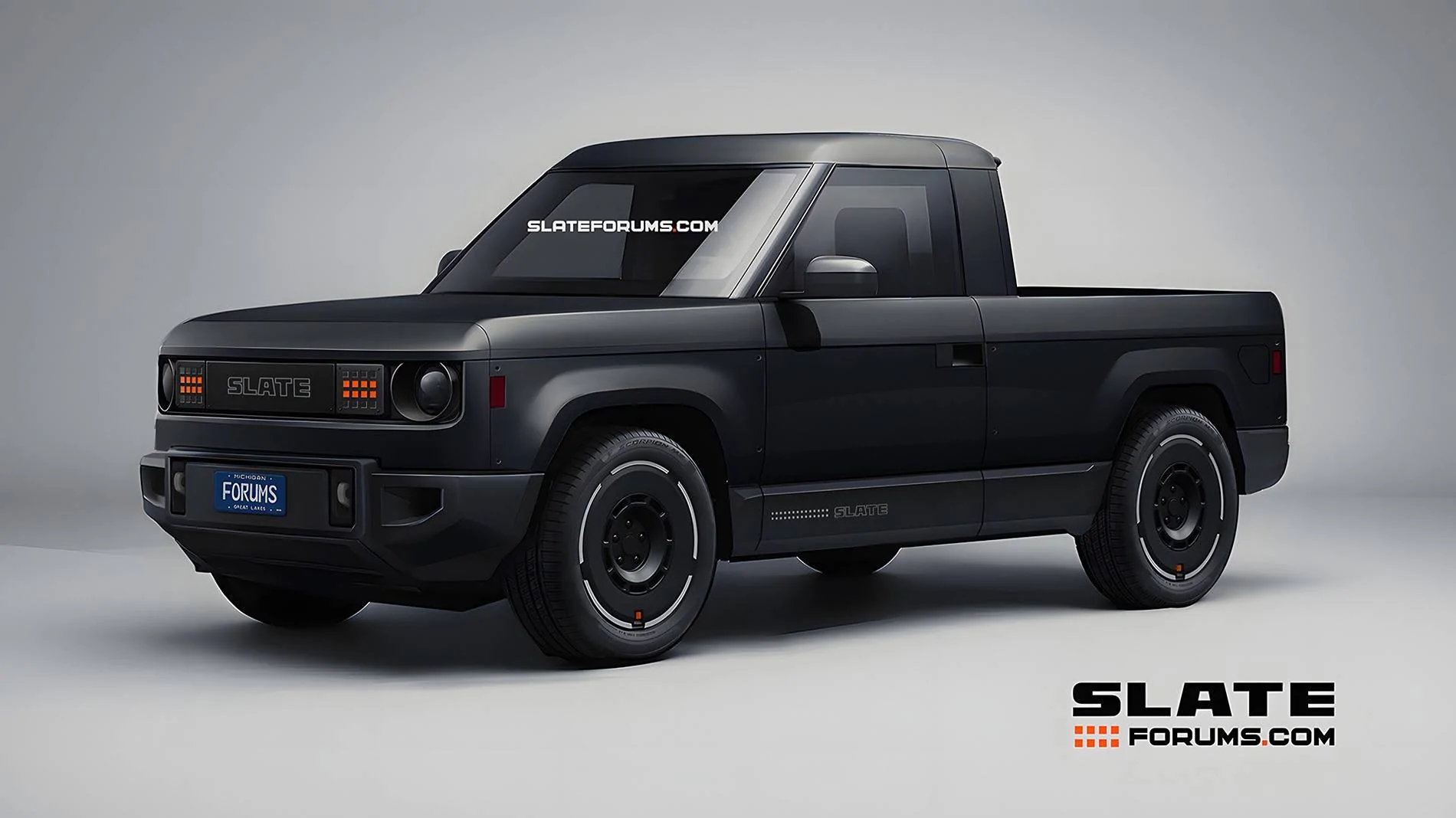Slate Auto Pickup Truck Our Slate Pickup Truck Previews in Various Colors 2026 2027 Slate Pickup Truck SlateForums_Slate_Front Basalt