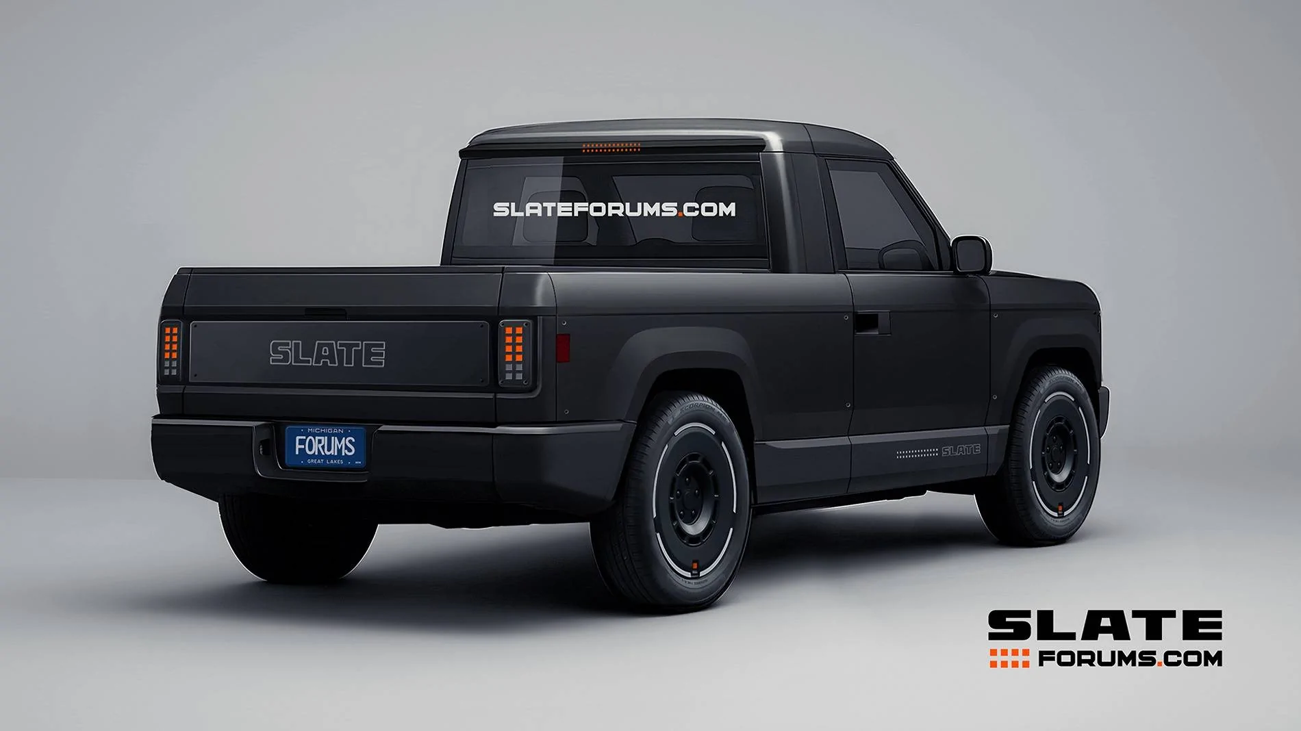 Slate Auto Pickup Truck Our Slate Pickup Truck Previews in Various Colors 2026 2027 Slate Pickup Truck SlateForums_Slate_Rear Basalt