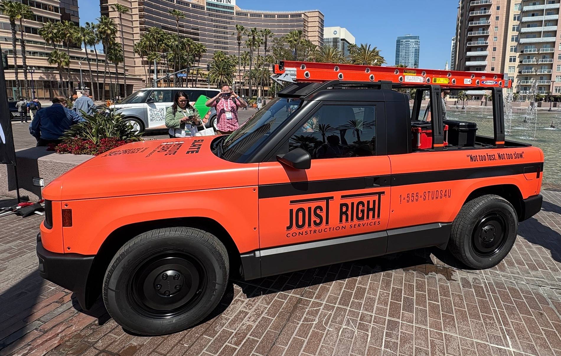 Slate Auto Pickup Truck Slate work truck / contractor truck unloaded & displayed in Long Beach CA Slate work truck bed rails ladder rack 1