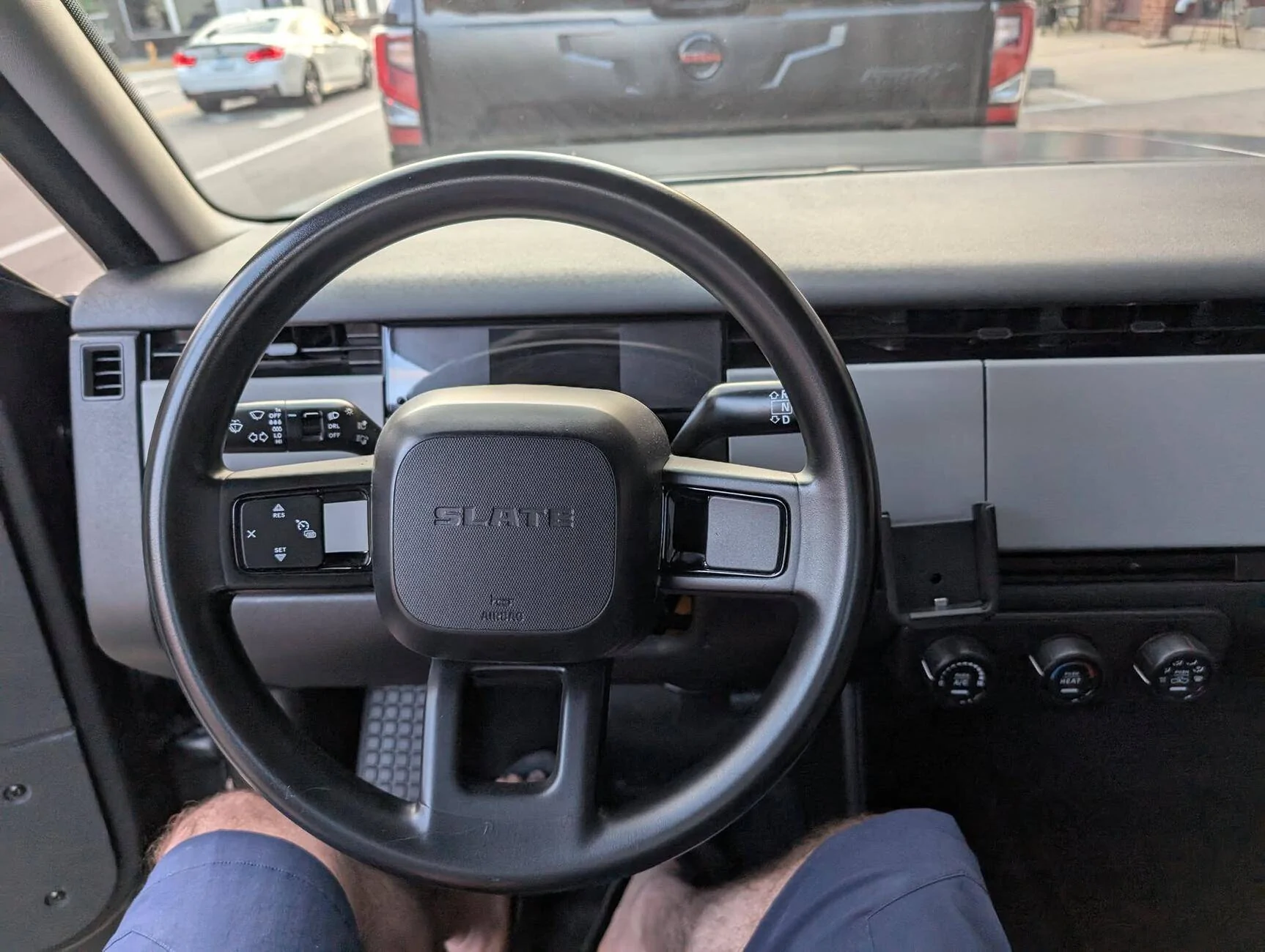 Slate Auto Pickup Truck Slate pickup sighting in downtown Warsaw, IN! (w/ frunk, bed, charging port closeup) 1748627848085-xc