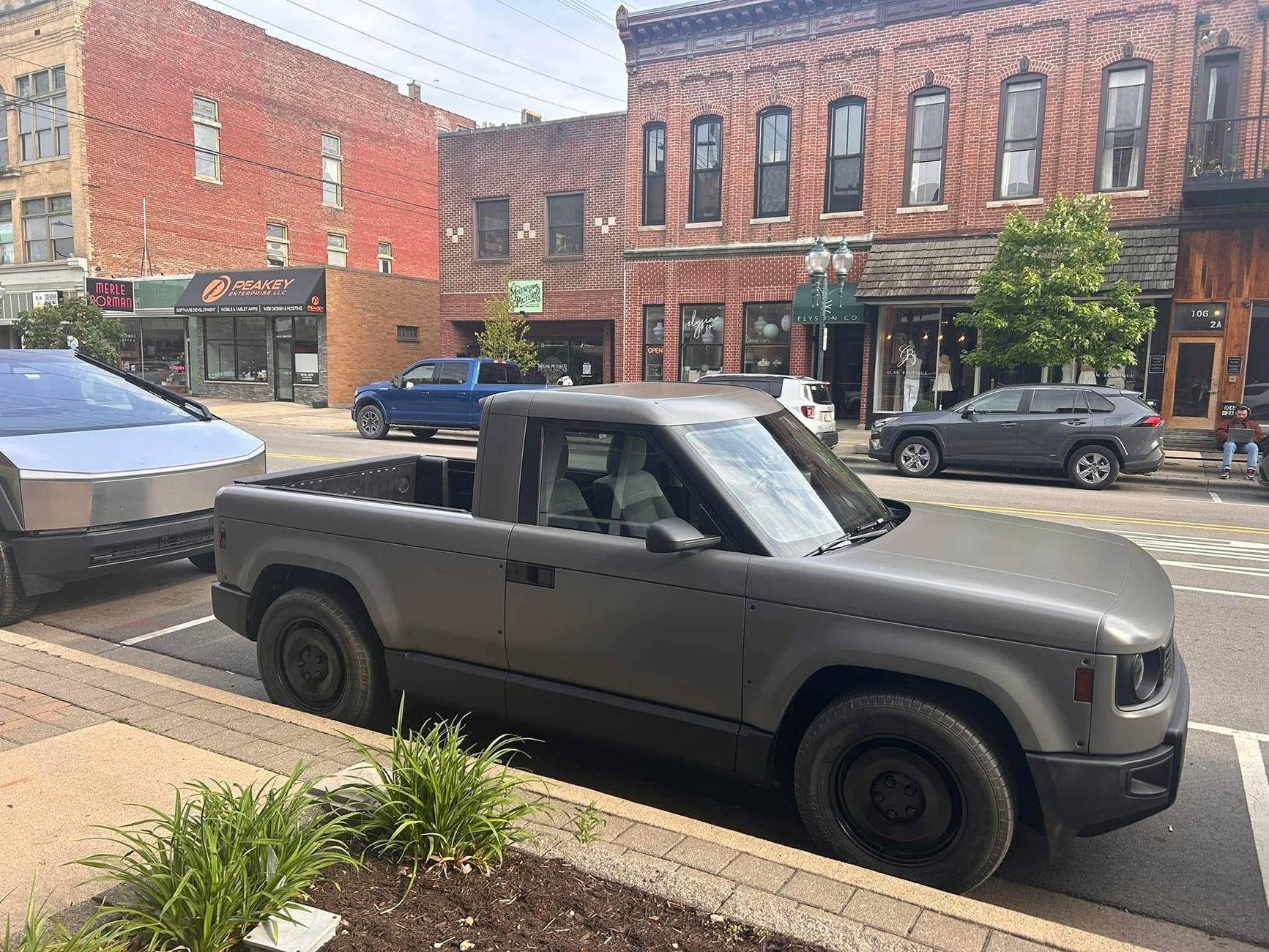 Slate Auto Pickup Truck Slate pickup sighting in downtown Warsaw, IN! (w/ frunk, bed, charging port closeup) slate truck vs cybertruck