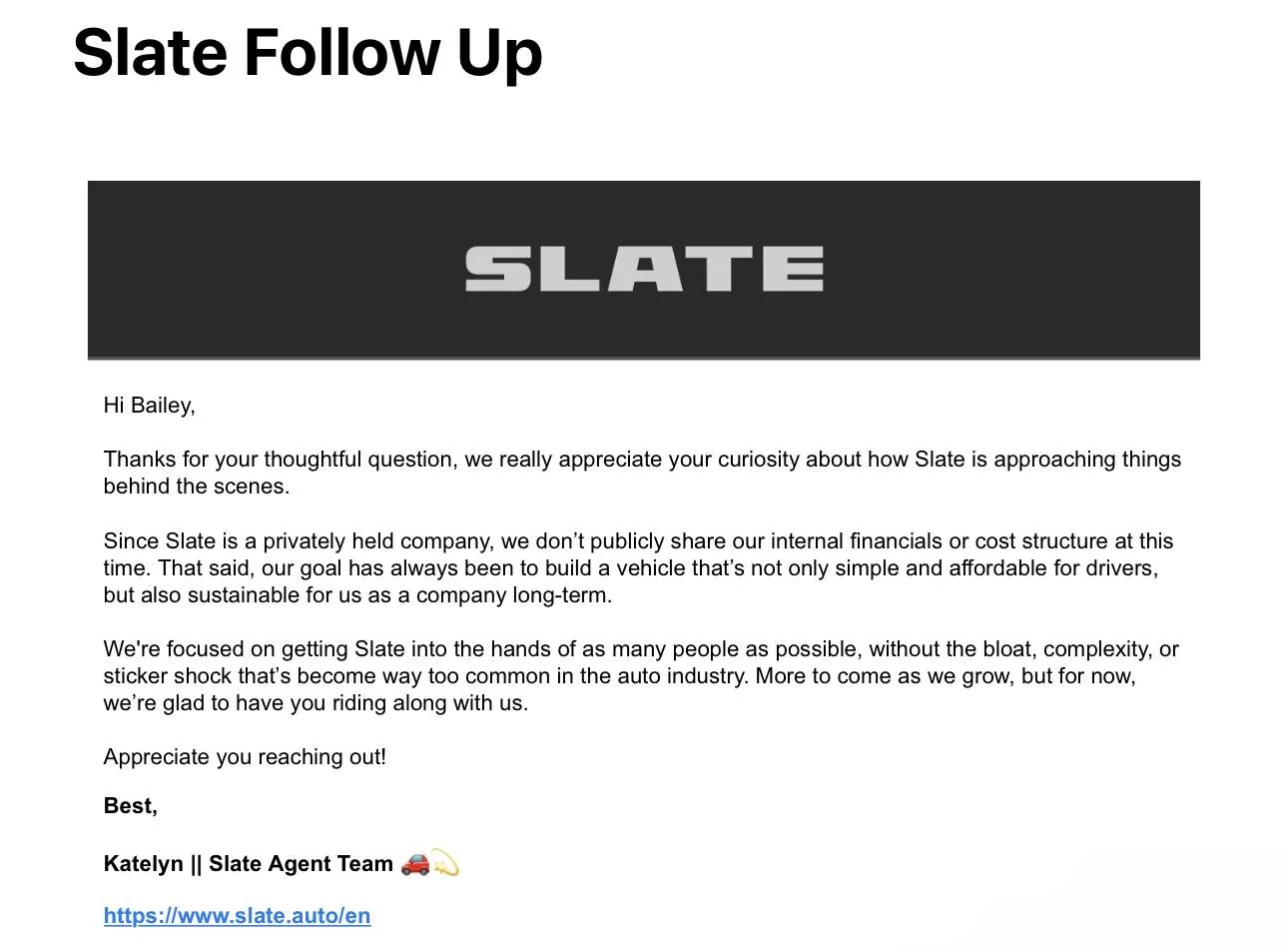 Slate Auto Pickup Truck Net gain (or loss) per truck produced - Slate's answer IMG_2065