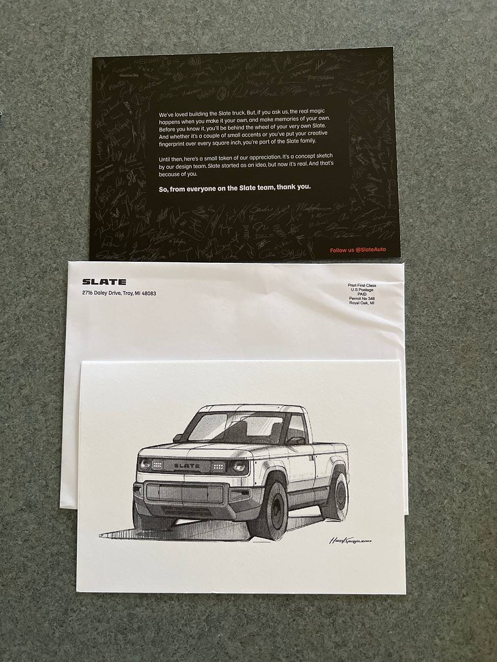 Slate Auto Pickup Truck Received my gift in mail from Slate Auto - concept sketch image