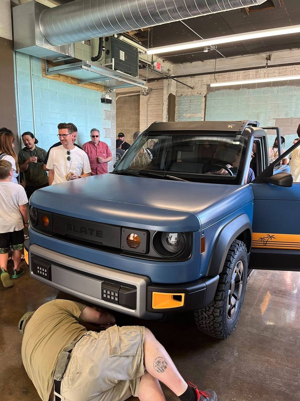 Dark Blue Wrapped Slate Pickup w: Roof Rack + Bed Rack @ Moto Social Club in Ferndale 7.jpg