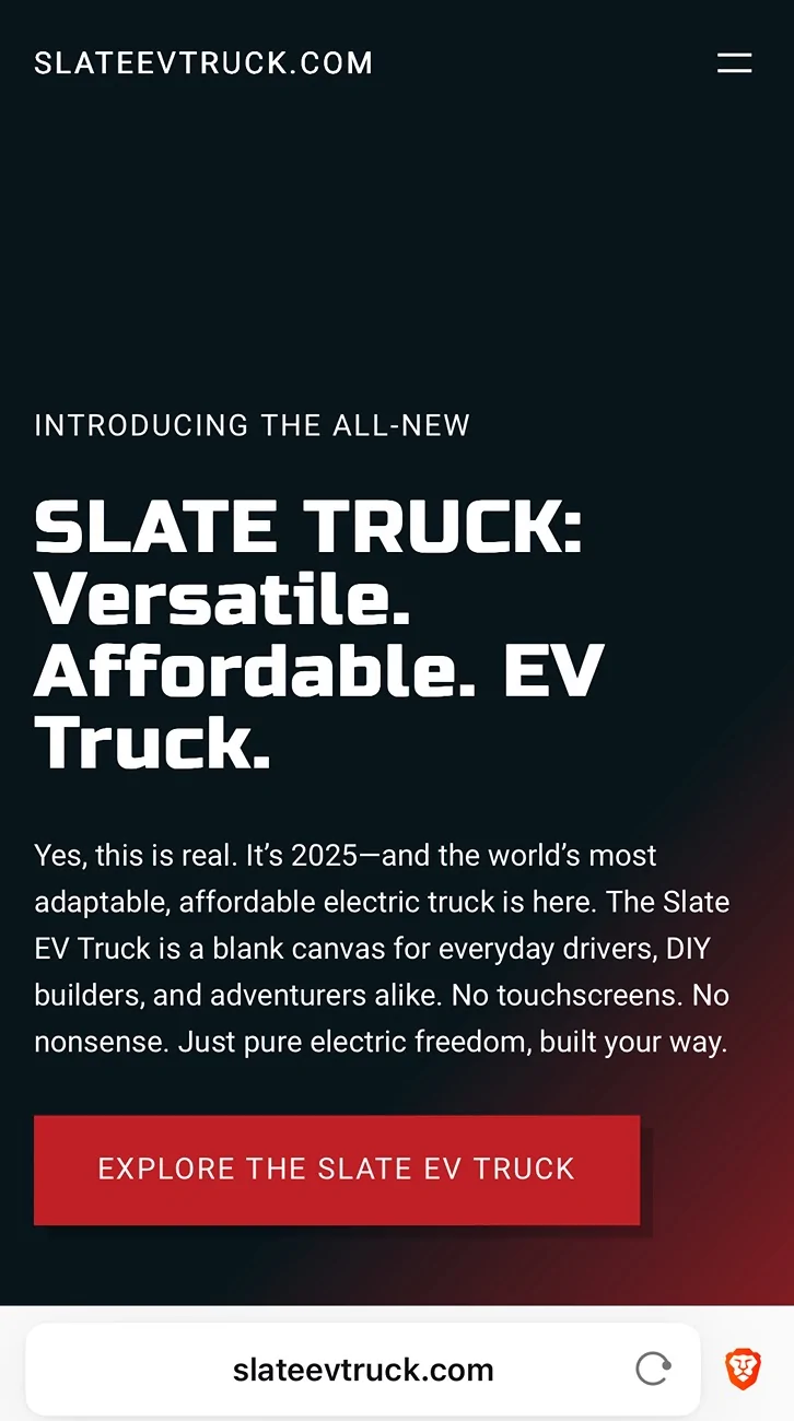 Slate Auto Pickup Truck Slate URLs that direct to slate.auto/ IMG_3487