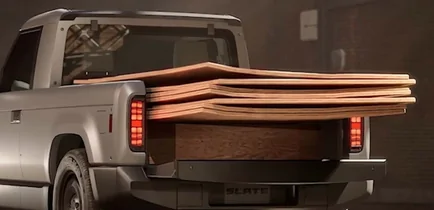 Slate Auto Pickup Truck Copy Ford Maverick adjustable tailgate Slate_Bed_With_Plywood