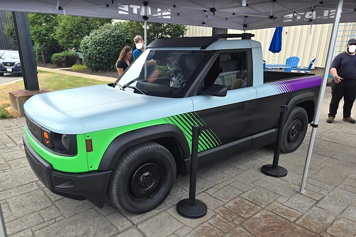 Slate Auto Pickup Truck Wrapped Slate truck touring Re:Build companies Slate truck wrap Re:Build tour