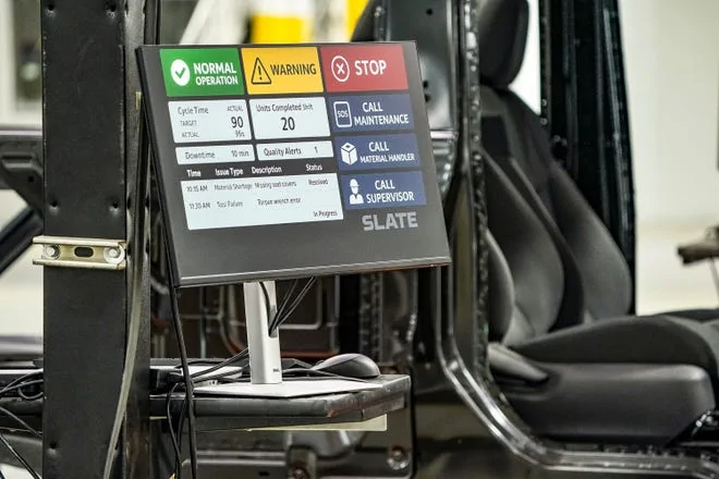 Slate Auto Pickup Truck Photos from inside Slate production factory! (Sneak peek inside Slate electric pickup truck plant in Warsaw) Photos inside Slate Warsaw factory production construction 30