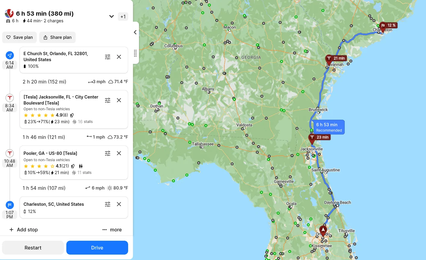 Slate Auto Pickup Truck Plan Slate road trips with ABRP Screenshot 2025-09-17 6.16.09 AM
