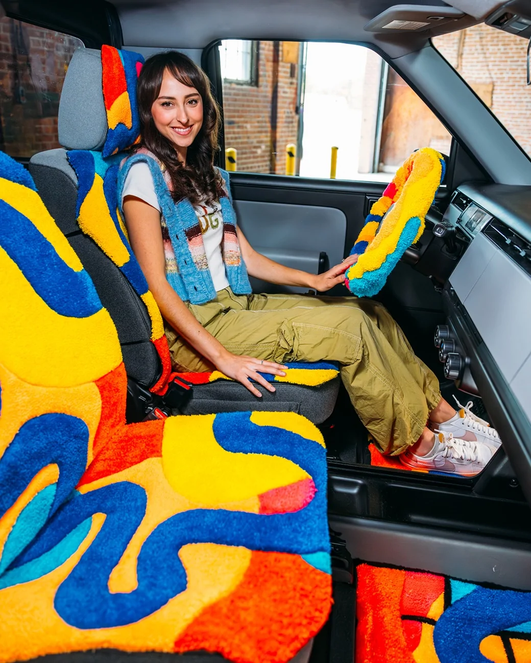 Slate Auto Pickup Truck Custom seat covers & steering wheel cover for Slate by Madeline Ronzoni (Happy Rugs) Custom seat covers & steering wheel cover by Madeline Ronzoni (Happy Rugs) 6