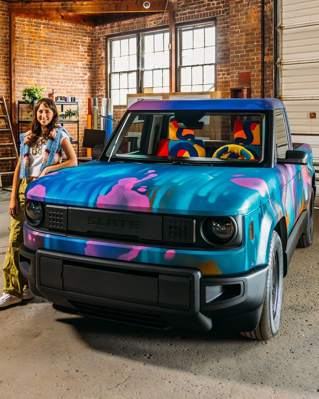 Slate Auto Pickup Truck Custom seat covers & steering wheel cover for Slate by Madeline Ronzoni (Happy Rugs) Custom seat covers & steering wheel cover by Madeline Ronzoni (Happy Rugs) 2