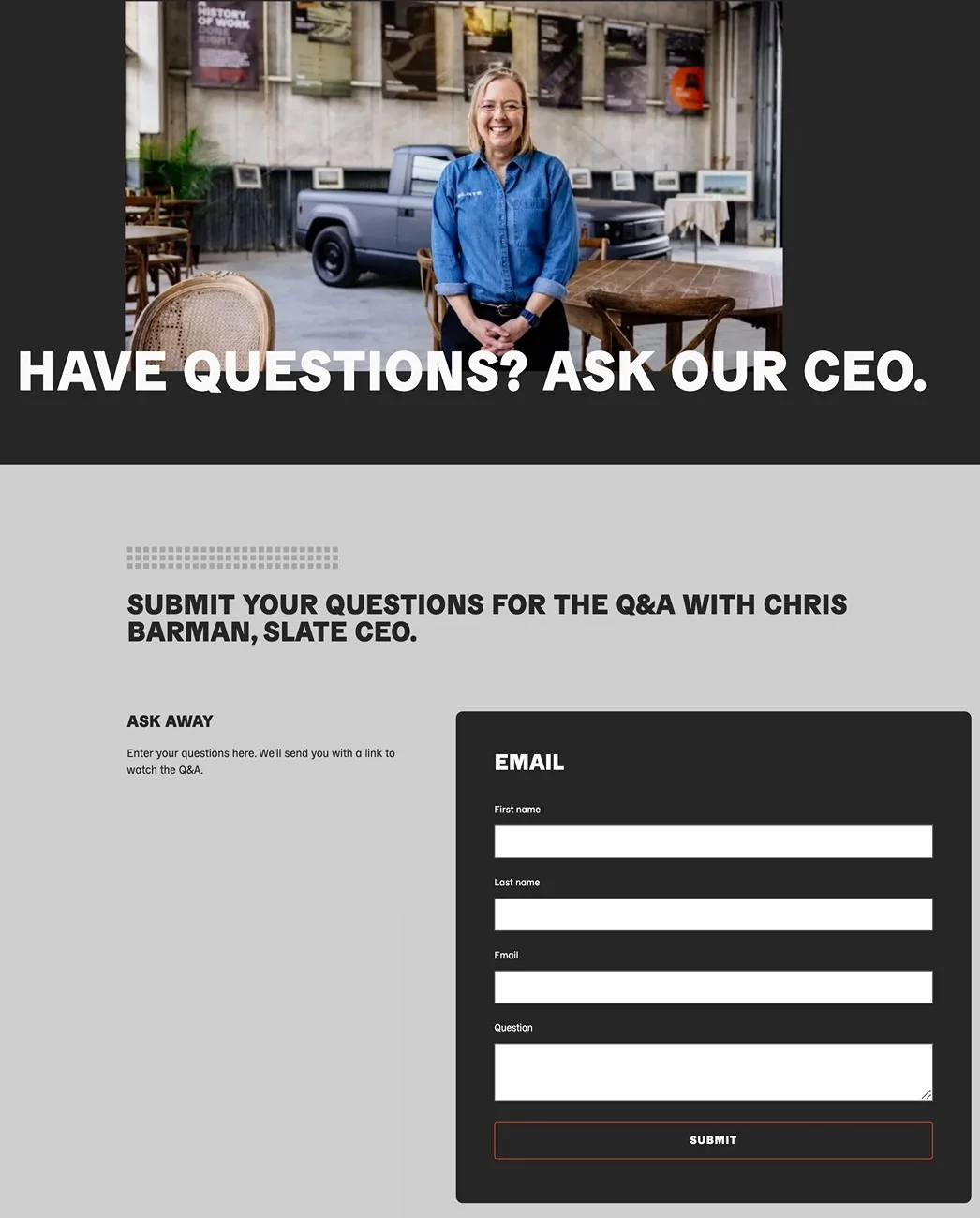 Slate Auto Pickup Truck Special Q&A for Reservation Holders w/ Slate Auto CEO Screenshot 2025-12-04 at 2.28.47 PM