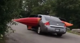 Slate Auto Pickup Truck More carry More merry: hauling wood in pickup bed, tree on SUV top roof rack Kayak_In_Sedan