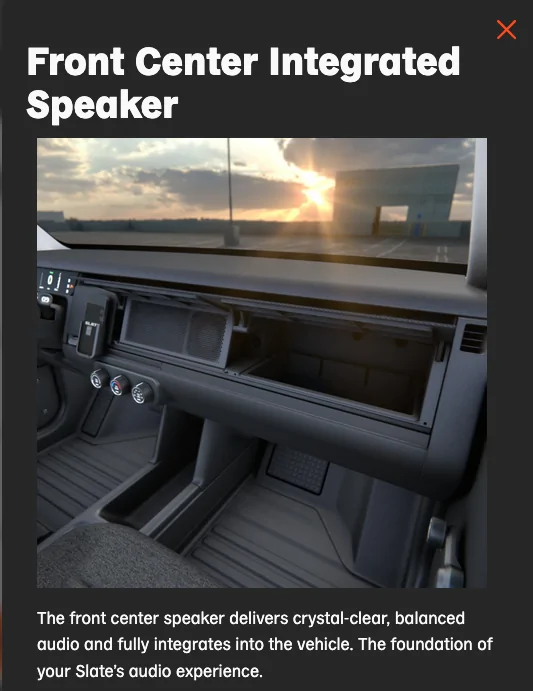 Slate Auto Pickup Truck Slate app - free or subscription? Front-Center_Integrated_Speaker