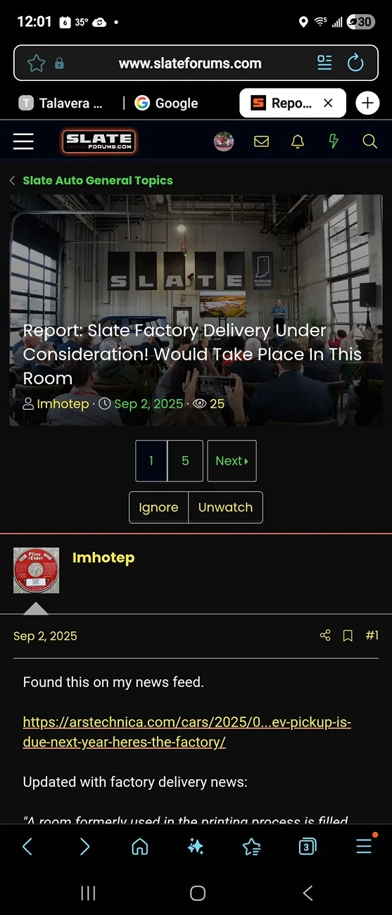 Slate Auto Pickup Truck Request to get truck at the Factory instead of delivery Screenshot_20260206_000157_Samsung Internet
