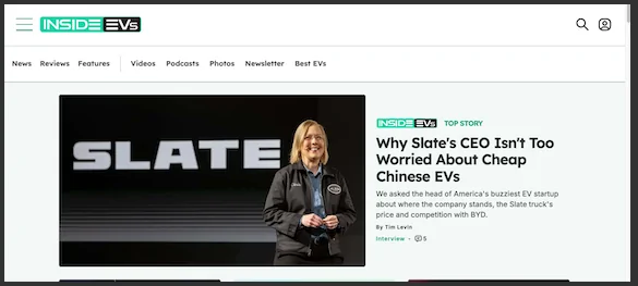 Slate Auto Pickup Truck Article: Why Slate's CEO Isn't Too Worried About Cheap Chinese EVs InsideEVs_Top_Story