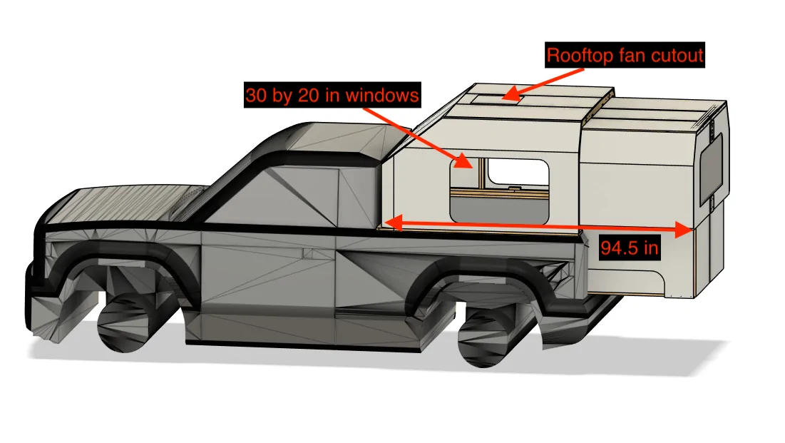 Slate Auto Pickup Truck Feedback on a prototype camper for the Slate side profil