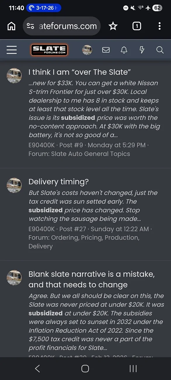 Slate Auto Pickup Truck Slate Price Annoucement Date! "Mid-twenties in late June" -- says Slate Screenshot_20260320_234022_Chrom