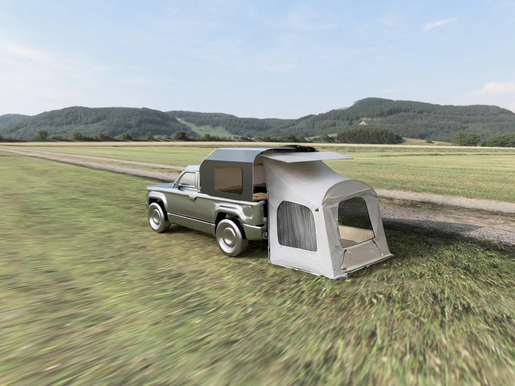 Slate Auto Pickup Truck Feedback on a second prototype camper for the slate SlateStructuralSleeveHatchOpen~2