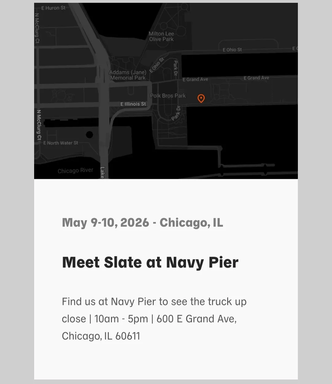 Slate Auto Pickup Truck New Slate event at Navy Pier, Chicago IL coming May 9-10 1462