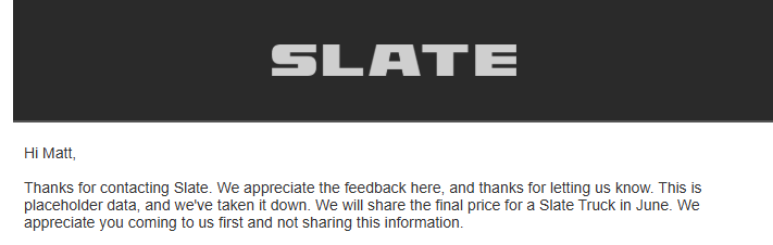 Slate Auto Pickup Truck Two Months Before Price Announcement. Guess the MSRP. 1777777485981-3o