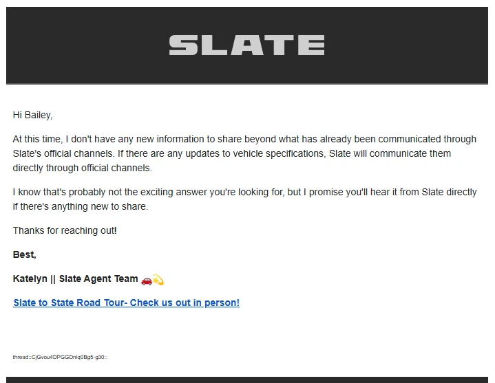 Slate Auto Pickup Truck Small battery Slate (150 mi) has better driving dynamics? {0B4BEC9E-15B5-4615-A7B9-8D3F37026E68}