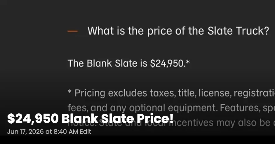 Slate Auto Pickup Truck THIS! is why I can't wait to swap my truck for a Slate: maintenance & service costs Screenshot 2026-06-18 at 12.43.08 AM