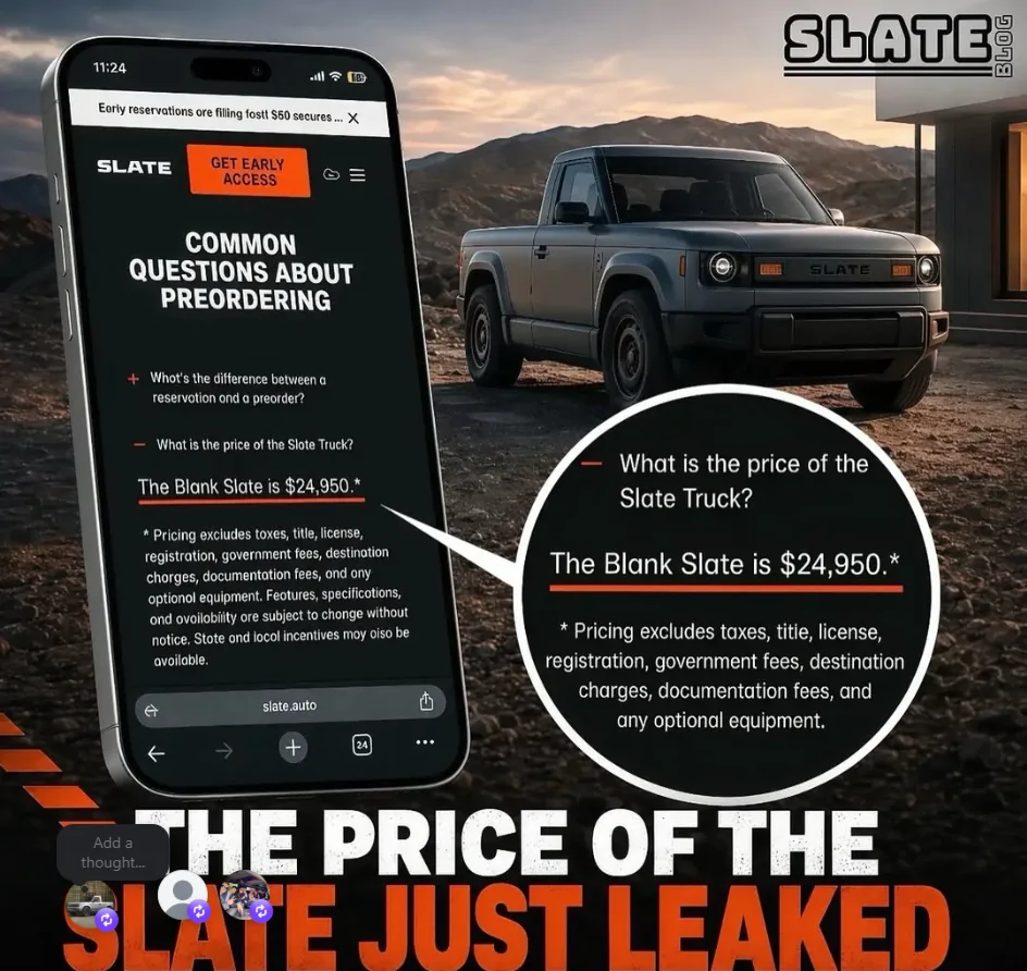 $24,950! Blank Slate Price announced | Page 9 | Slate Truck (EV Pickup &  SUV) News, Forum, Owners, Community, Discussions