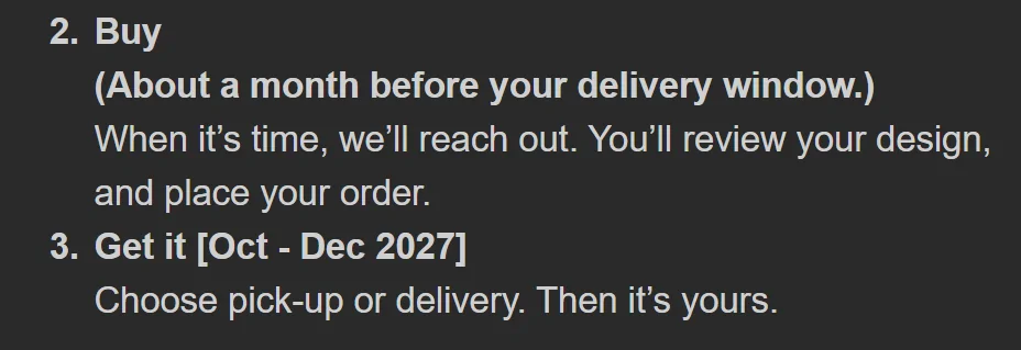 Slate Auto Pickup Truck Q2 delivery estimate for last minute reservations & new orders. 1782760849412-f3