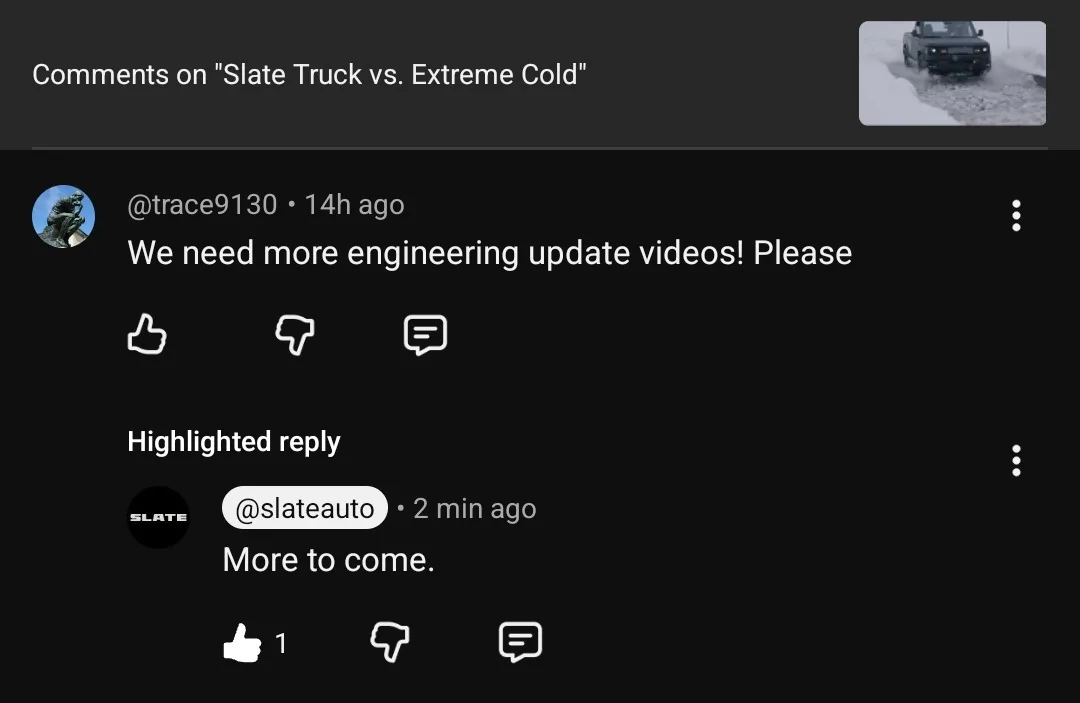 Slate Auto Pickup Truck Anyone else burned out on all the Slate Videos? Screenshot_20260703_122210_YouTu