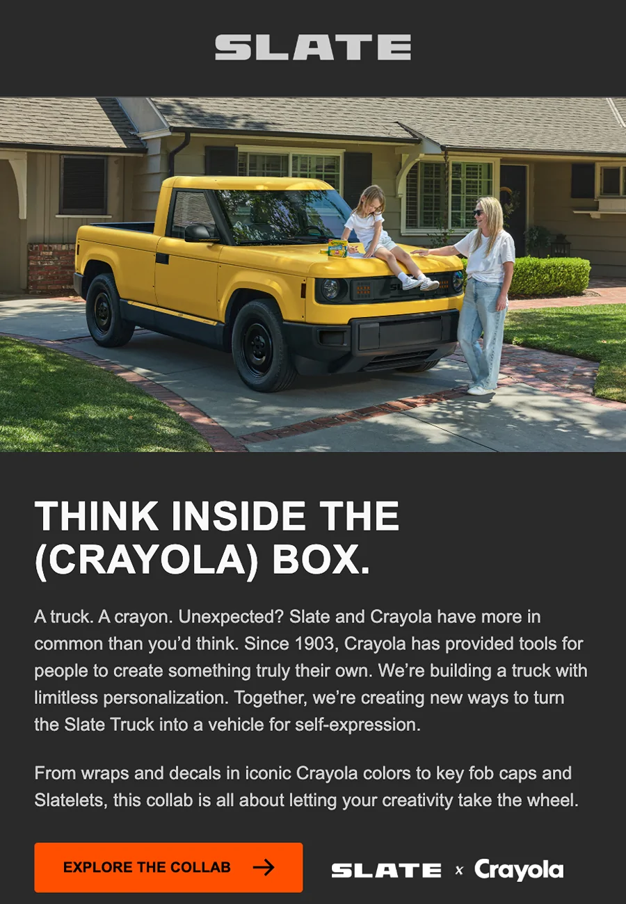 Slate Auto Pickup Truck SLATE x Crayola partnership - Wrap Colors, Slatelets, Decals Screenshot 2026-07-09 at 8.48.04 AM