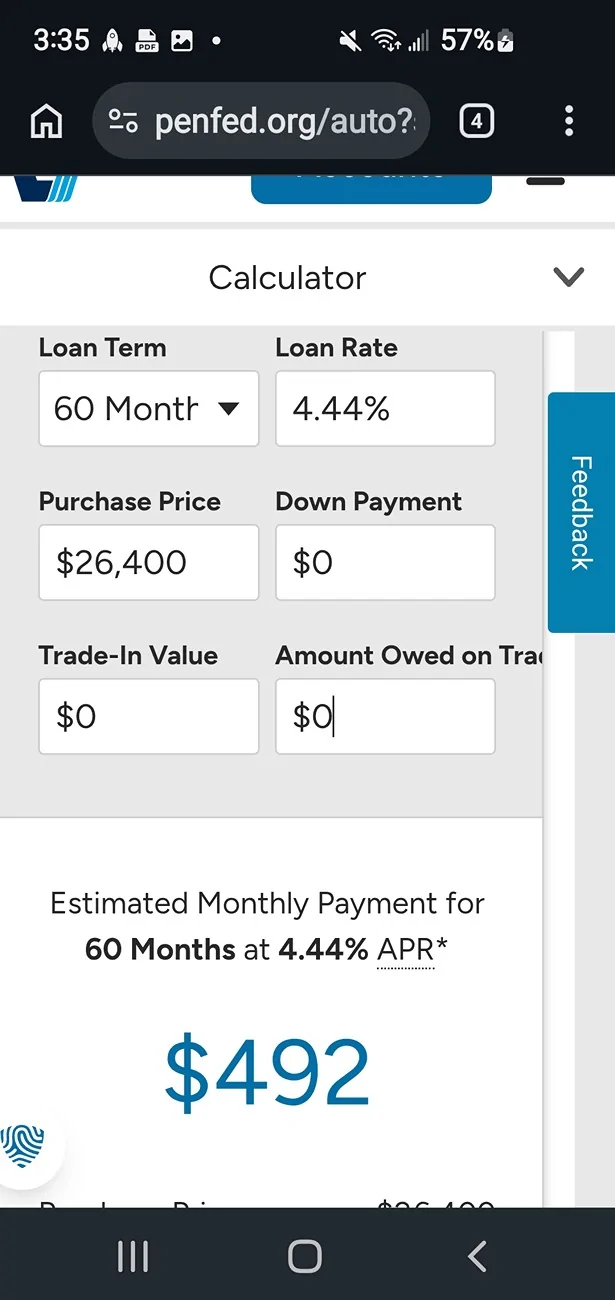 Slate Auto Pickup Truck Payment Estimator Added to Slate Site Screenshot_20260717-153547_Chrom