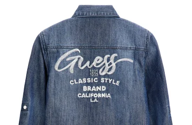 Slate Auto Pickup Truck Tailgate Embossed "SLATE" Branding - Poll Guess_Denim_Shirt