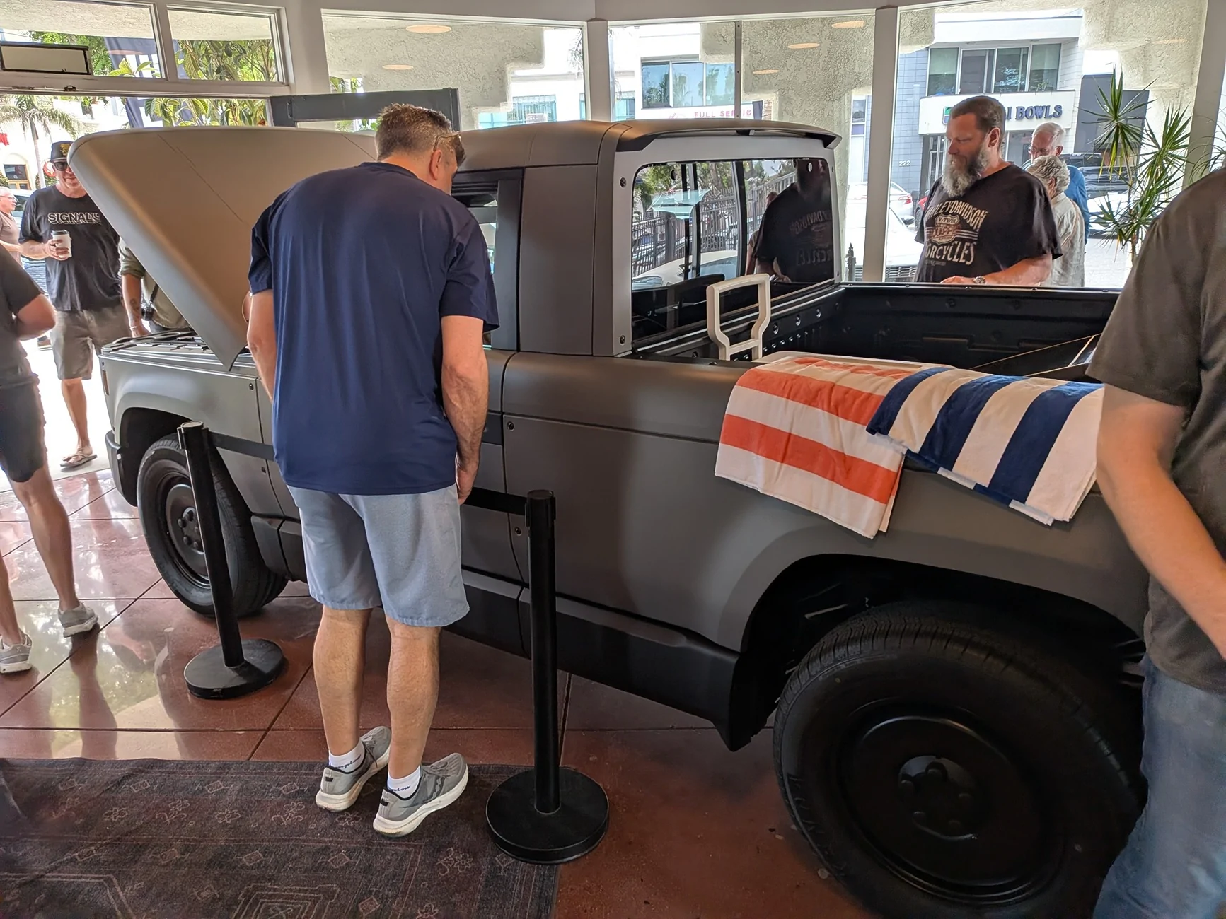 Slate Auto Pickup Truck Frunk Dimensions Measurements, Stereo & Speakers Quality (Sound Video), Impressions & Photos from Slate Huntington Beach Event on August 1 PXL_20260801_172936915