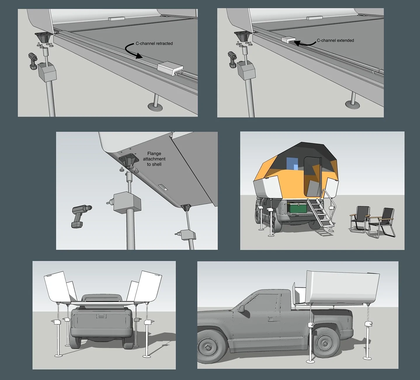 Slate Auto Pickup Truck Camper Shell concept for Slate pickup jack stands