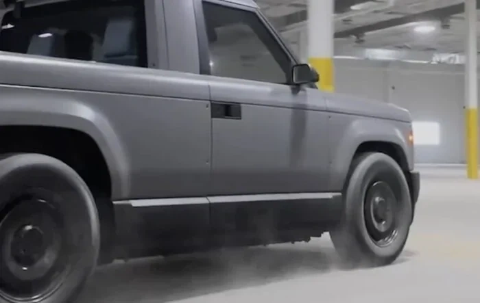 Slate driving footage in production plant (confirmed real by Slate Auto)