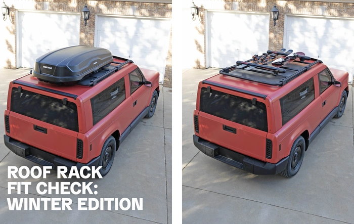 Slate OEM roof rack hauling roof cargo box, skis, snowboards, sled...