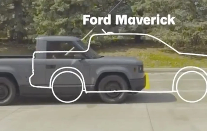 Slate pickup size compared vs. Maverick & Silverado