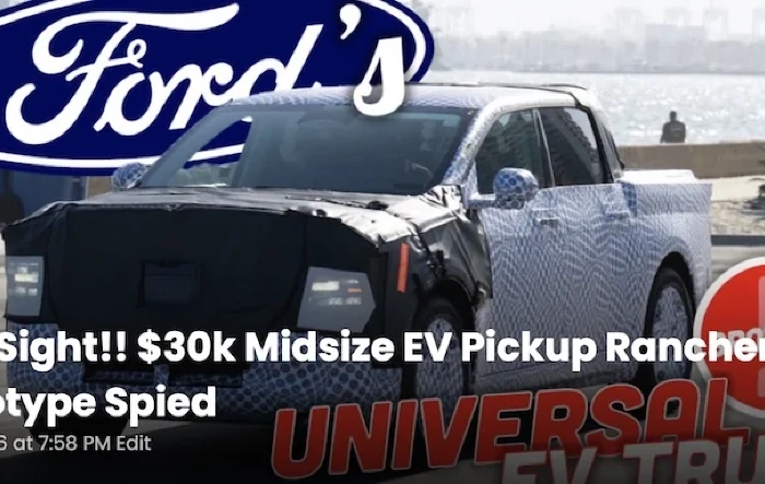 Ford $30K EV pickup camo shots on theAutopian website