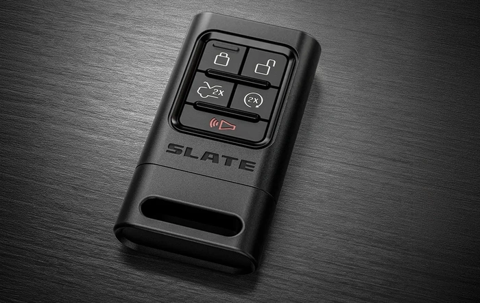Slate comes with two key fobs and two metal key blades